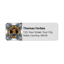 Clan Forbes Crest over Dress Tartan Label