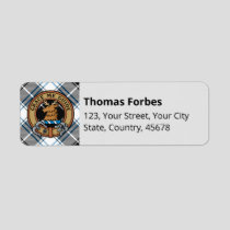 Clan Forbes Crest over Dress Tartan Label