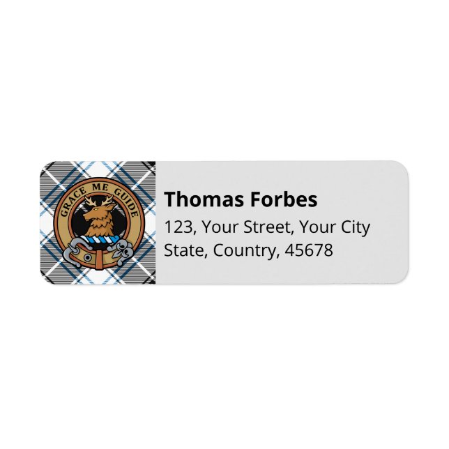 Clan Forbes Crest over Dress Tartan Label (Front)