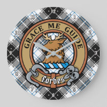 Clan Forbes Crest over Dress Tartan Large Clock