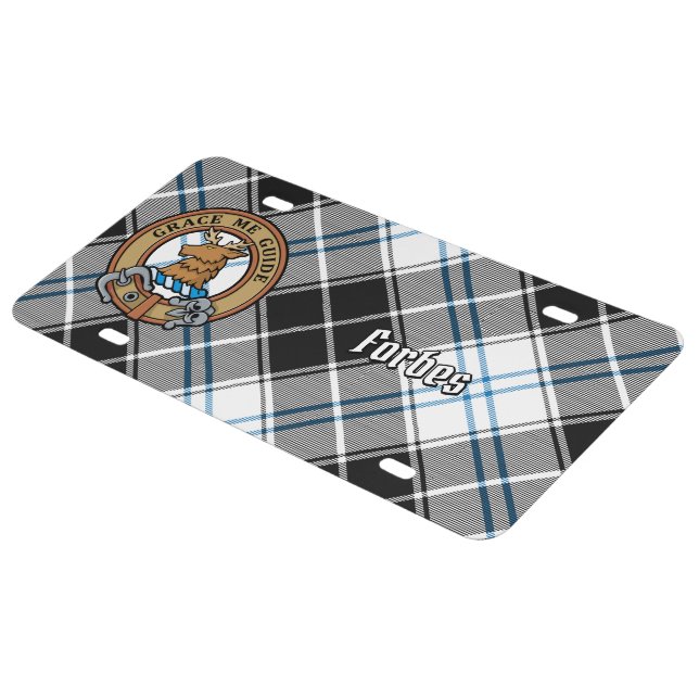 Clan Forbes Crest over Dress Tartan License Plate (Side)