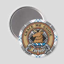 Clan Forbes Crest over Dress Tartan Magnet