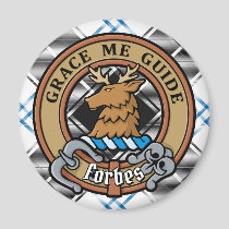 Clan Forbes Crest over Dress Tartan Magnet