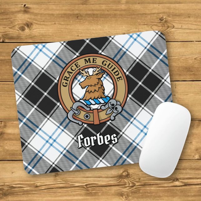 Clan Forbes Crest over Dress Tartan Mouse Pad (Creator Uploaded)
