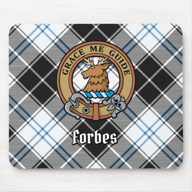 Clan Forbes Crest over Dress Tartan Mouse Pad (Front)