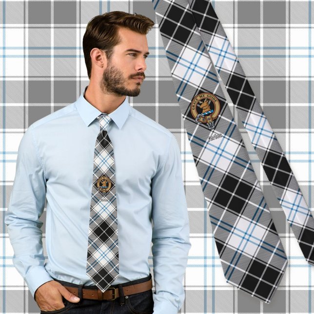 Clan Forbes Crest over Dress Tartan Neck Tie (Creator Uploaded)