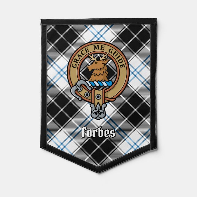 Clan Forbes Crest over Dress Tartan Pennant (Front)