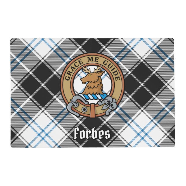 Clan Forbes Crest over Dress Tartan Placemat (Front)
