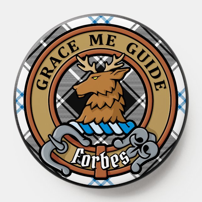 Clan Forbes Crest over Dress Tartan PopSocket (Popsocket)