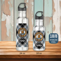 Clan Forbes Crest over Dress Tartan Stainless Steel Water Bottle