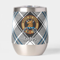 Clan Forbes Crest over Dress Tartan Thermal Wine Tumbler