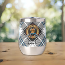 Clan Forbes Crest over Dress Tartan Thermal Wine Tumbler