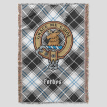 Clan Forbes Crest over Dress Tartan Throw Blanket