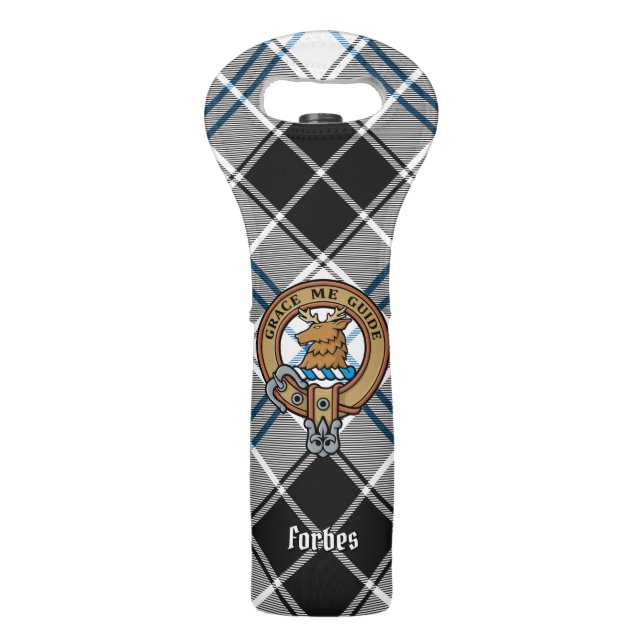 Clan Forbes Crest over Dress Tartan Wine Bag (Front)