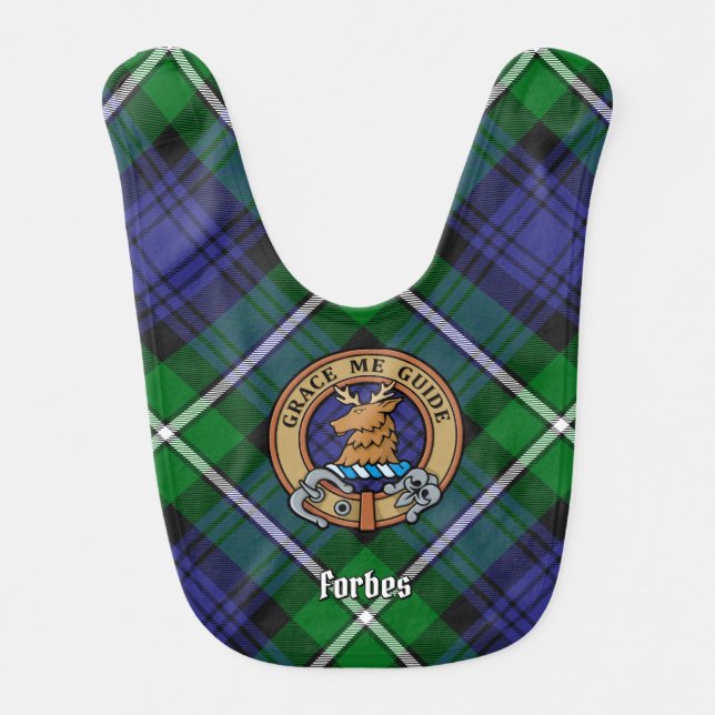 Clan Forbes Crest over Tartan Baby Bib (Front)