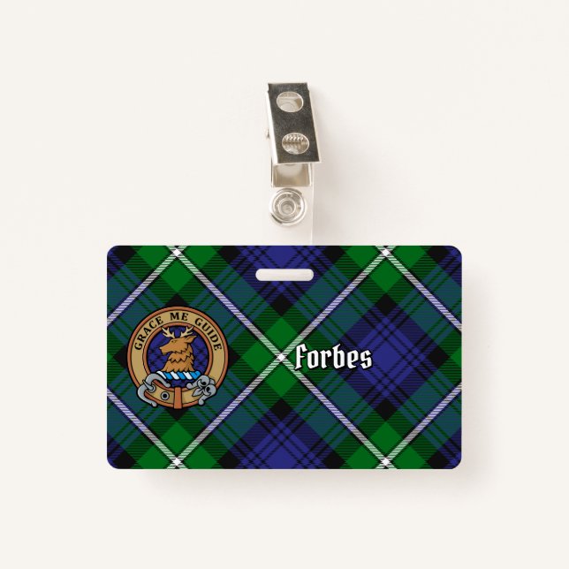 Clan Forbes Crest over Tartan Badge (Front with Clip)
