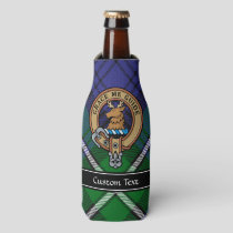Clan Forbes Crest over Tartan Bottle Cooler