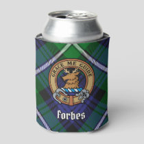 Clan Forbes Crest over Tartan Can Cooler