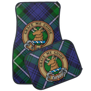 Clan Forbes Crest over Tartan Car Floor Mat