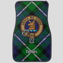 Clan Forbes Crest over Tartan Car Floor Mat