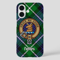 Clan Forbes Crest over Tartan iPhone 16 Case