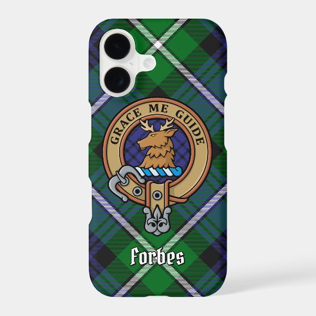 Clan Forbes Crest over Tartan Case-Mate iPhone Case (Back)