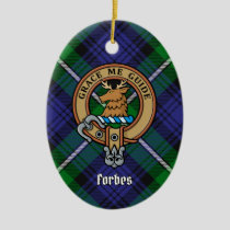 Clan Forbes Crest over Tartan Ceramic Ornament