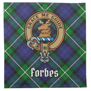 Clan Forbes Crest over Tartan Cloth Napkin