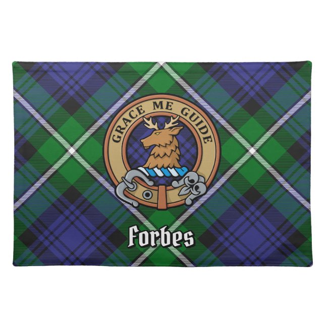 Clan Forbes Crest over Tartan Cloth Placemat (Front)
