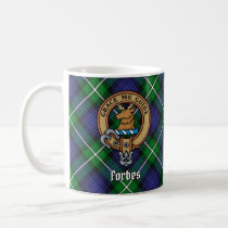 Clan Forbes Crest over Tartan Coffee Mug