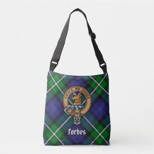 Clan Forbes Crest over Tartan Crossbody Bag