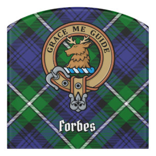 Clan Forbes Crest over Tartan Door Sign