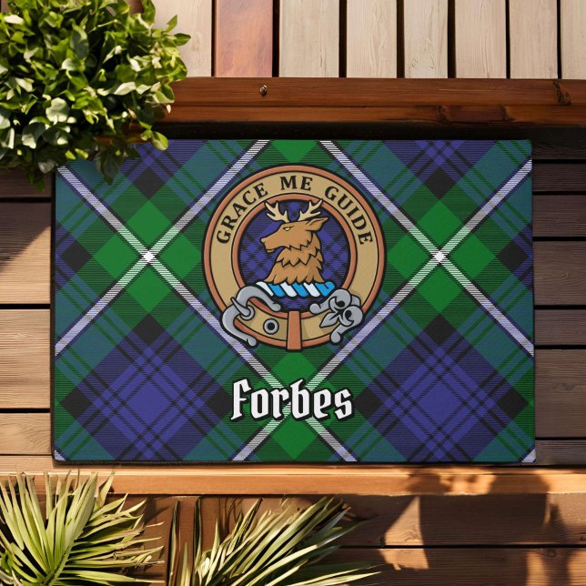 Clan Forbes Crest over Tartan Doormat (Creator Uploaded)