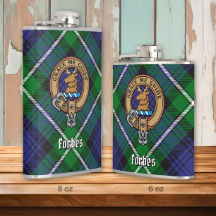 Clan Forbes Crest over Tartan Flask