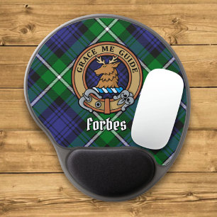 Clan Forbes Crest over Tartan Gel Mouse Pad