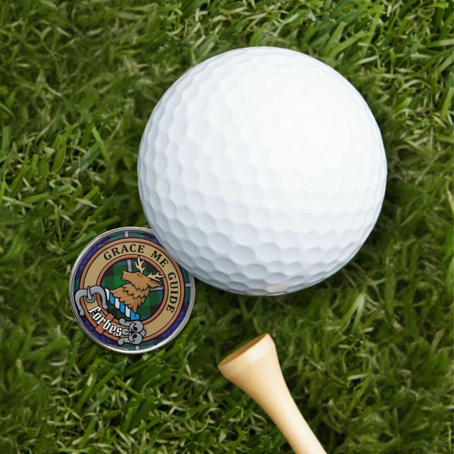 Clan Forbes Crest over Tartan Golf Ball Marker (Creator Uploaded)