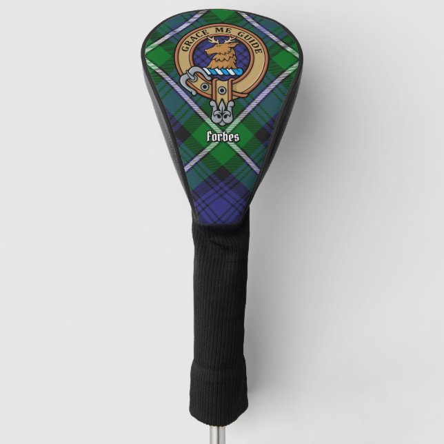 Clan Forbes Crest over Tartan Golf Head Cover (Front)