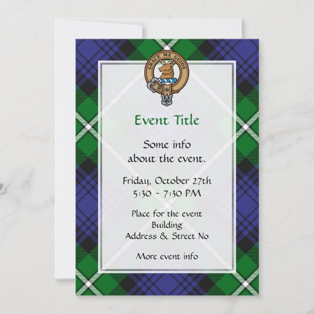Clan Forbes Crest over Tartan Invitation (Front)