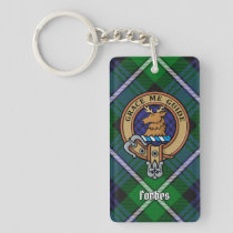 Clan Forbes Crest over Tartan Keychain