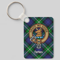 Clan Forbes Crest over Tartan Keychain
