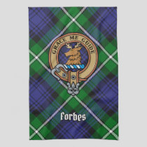 Clan Forbes Crest over Tartan Kitchen Towel