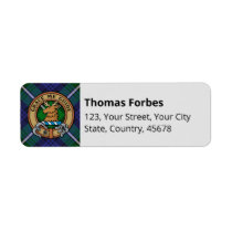 Clan Forbes Crest over Tartan Label