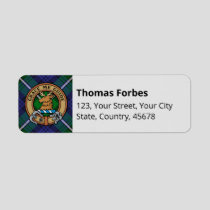 Clan Forbes Crest over Tartan Label