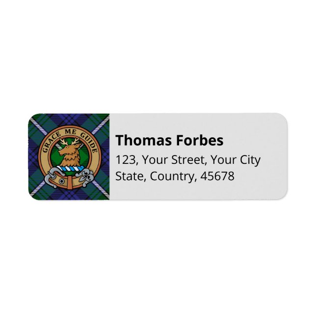 Clan Forbes Crest over Tartan Label (Front)