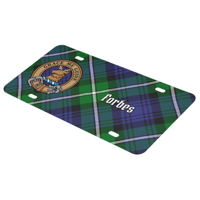 Clan Forbes Crest over Tartan License Plate (Side)