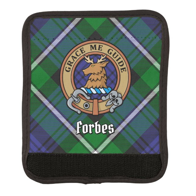 Clan Forbes Crest over Tartan Luggage Handle Wrap (Front)