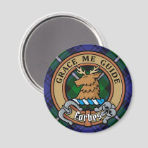 Clan Forbes Crest over Tartan Magnet