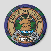 Clan Forbes Crest over Tartan Magnet