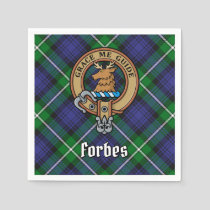 Clan Forbes Crest over Tartan Napkins