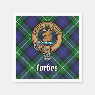 Clan Forbes Crest over Tartan Napkins